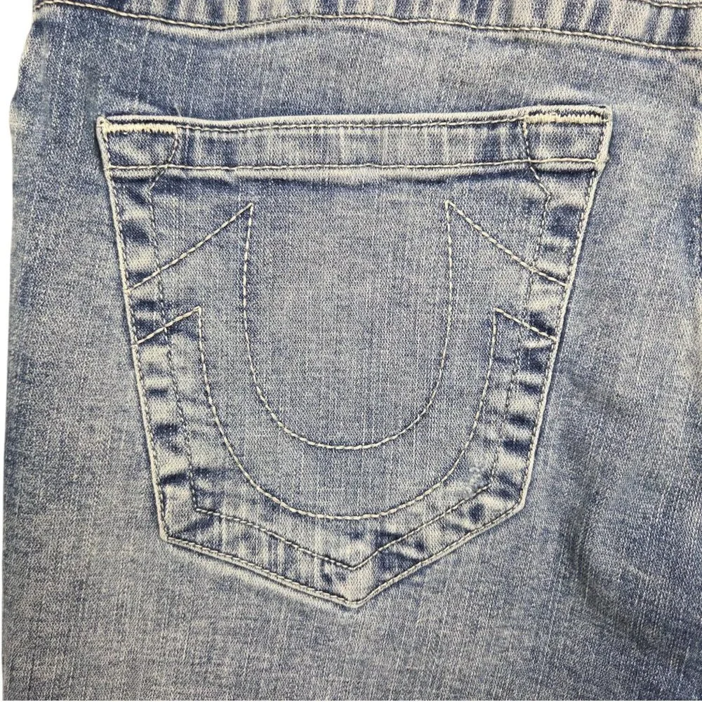 True Religion Ricky Jeans Mens 34 x 34 Relaxed Straight Distressed Light‎ Wash